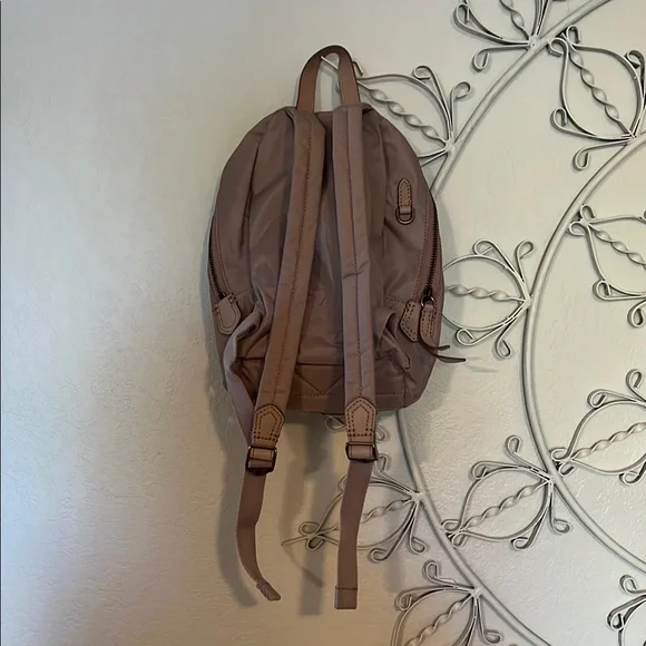 Frye mini nylon/ leather trim backpack. Light mauve in color. - Picture 2 of 5